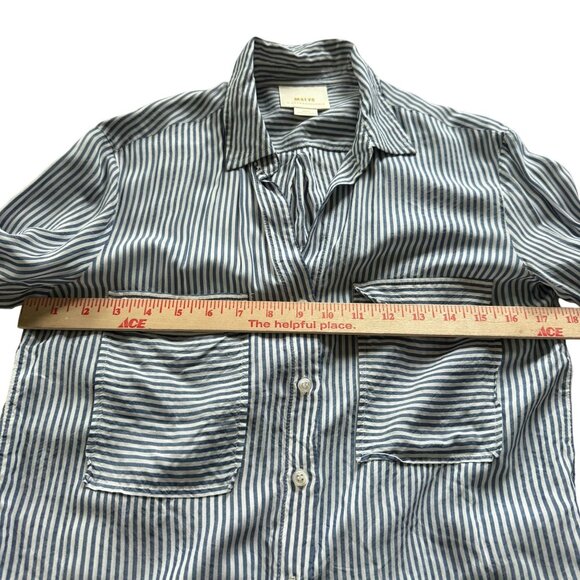 Maeve Anthropologie Striped Roll up Button Shirt Top XS Women Blue White - Picture 8 of 9
